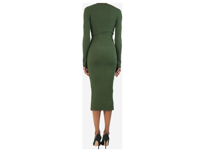 Khaite Vestido midi canelado verde Alessandra - tamanho XS - vista 2