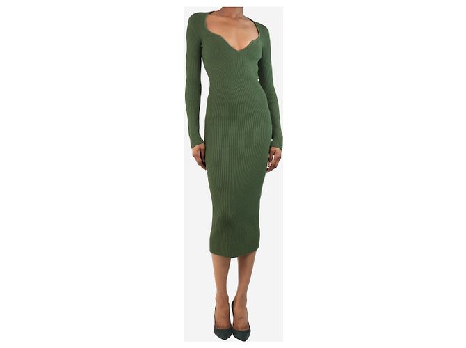 Khaite Vestido midi canelado verde Alessandra - tamanho XS - vista 3