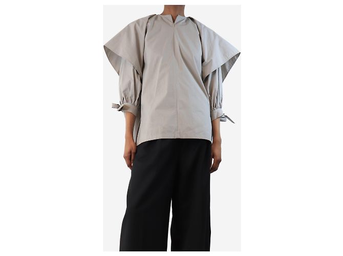 Autre Marque Greige Puff-Top mit Halsband - Größe UK 6 Grau - Ansicht 3