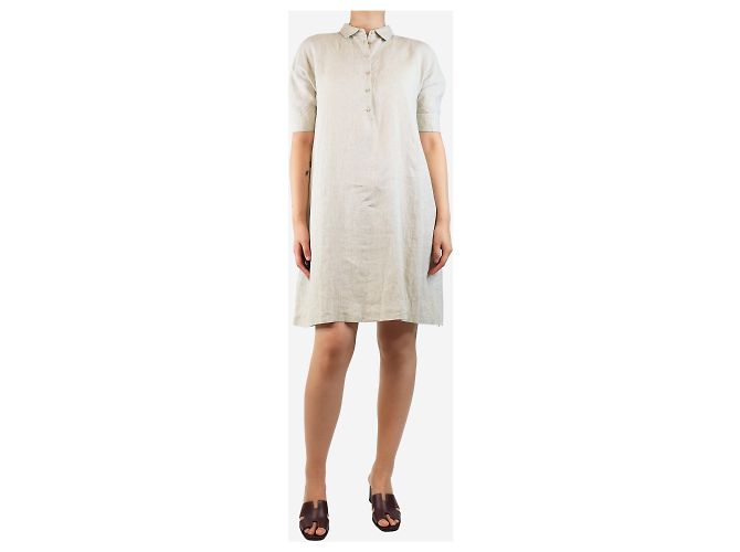 Loro Piana Salbeifarbenes Hemdkleid - Größe UK 10 - Ansicht 3