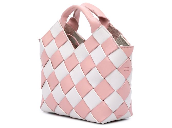 Borsa a cesta mini in pelle intrecciata a quadretti rosa LOEWE - vista 2