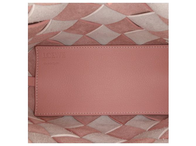 Borsa a cesta mini in pelle intrecciata a quadretti rosa LOEWE - vista 4