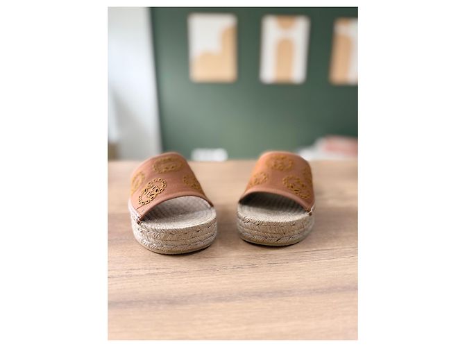 Sandali espadrille Gucci Marrone Beige Arancione - vista 3