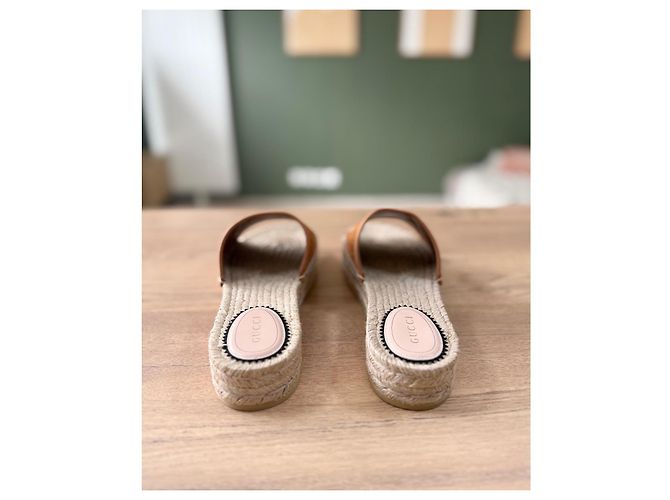 Sandali espadrille Gucci Marrone Beige Arancione - vista 4