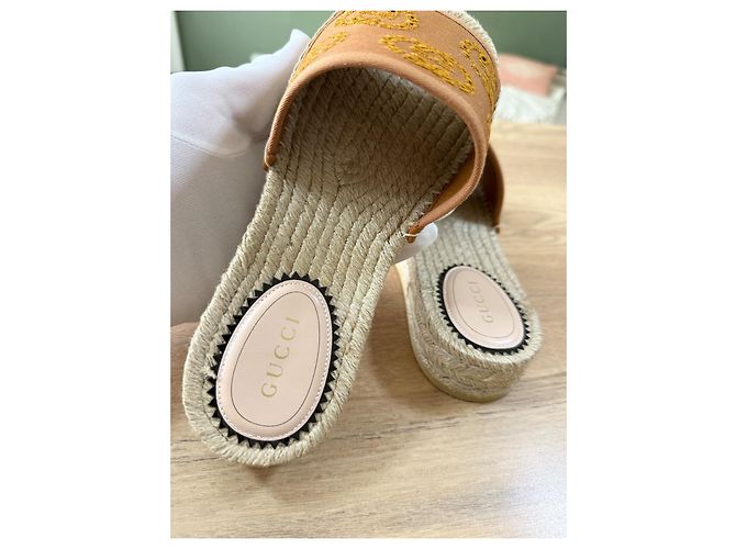 Sandali espadrille Gucci Marrone Beige Arancione - vista 5