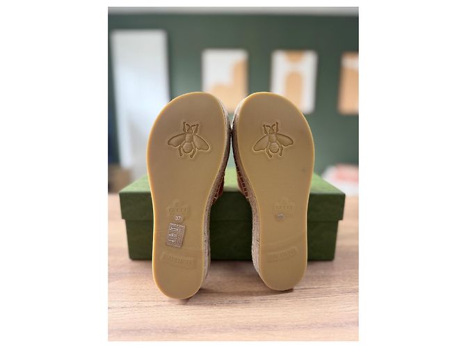 Sandali espadrille Gucci Marrone Beige Arancione - vista 8