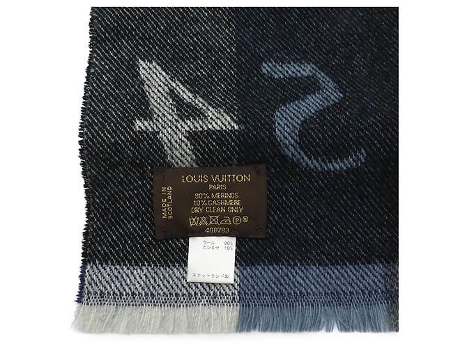 Woll- und Kaschmirschal von Louis Vuitton Braun Schwarz Blau Marineblau - Ansicht 7