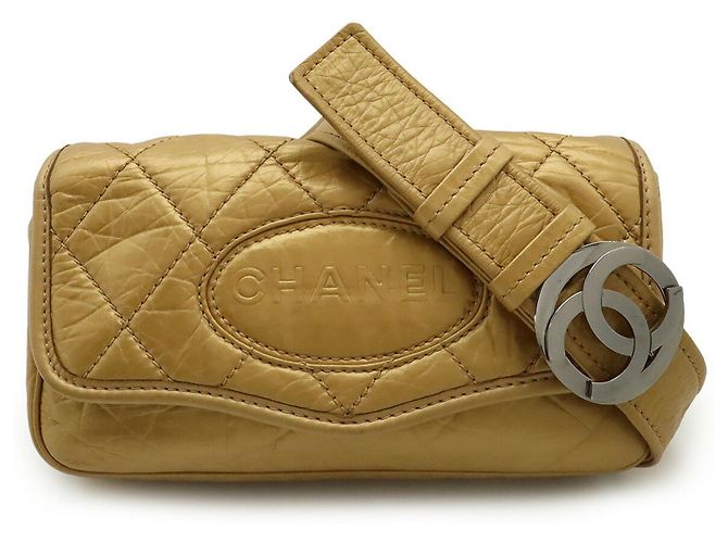 Borsa a spalla in pelle di agnello dorato Chanel D'oro - vista 2