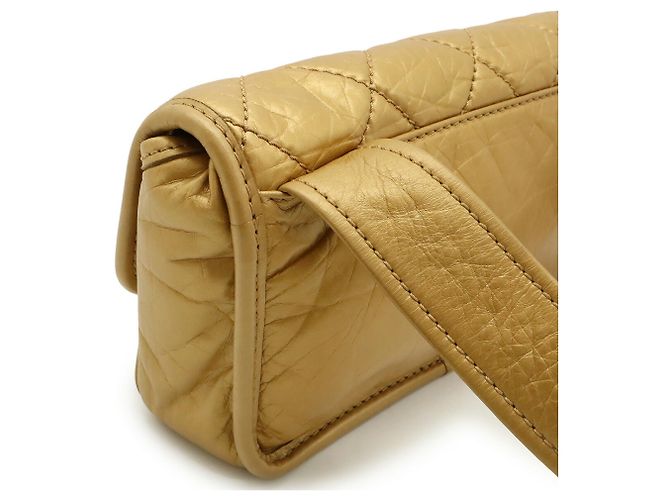 Borsa a spalla in pelle di agnello dorato Chanel D'oro - vista 5