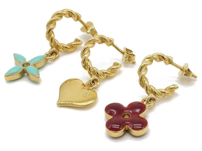 Orecchini Sweet Monogram di Louis Vuitton D'oro Bordò Turchese - vista 2