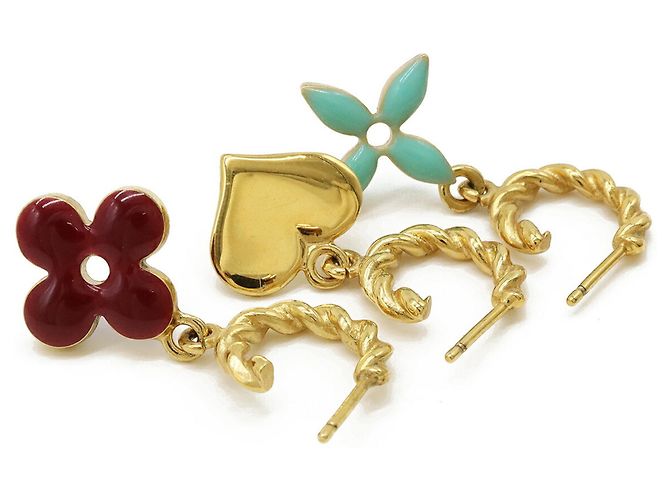 Orecchini Sweet Monogram di Louis Vuitton D'oro Bordò Turchese - vista 4