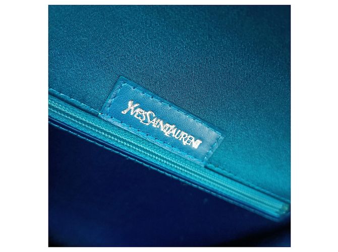 Yves Saint Laurent Pochette YSL blu da cerimonia vintage 90s Turchese - vista 3