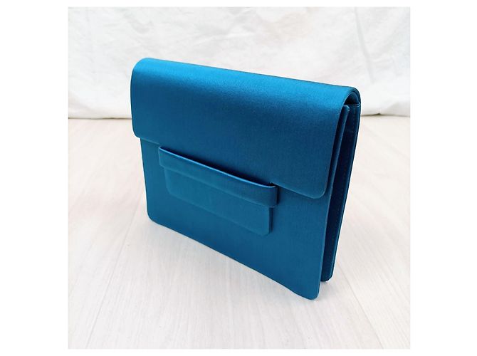 Yves Saint Laurent Pochette YSL blu da cerimonia vintage 90s Turchese - vista 4