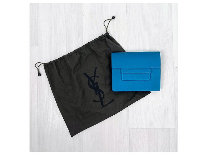 Yves Saint Laurent Pochette YSL blu da cerimonia vintage 90s Turchese - vista 5