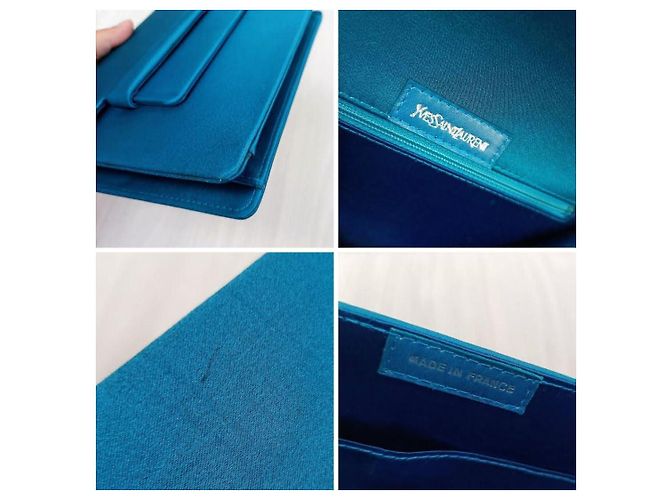 Yves Saint Laurent Pochette YSL blu da cerimonia vintage 90s Turchese - vista 9