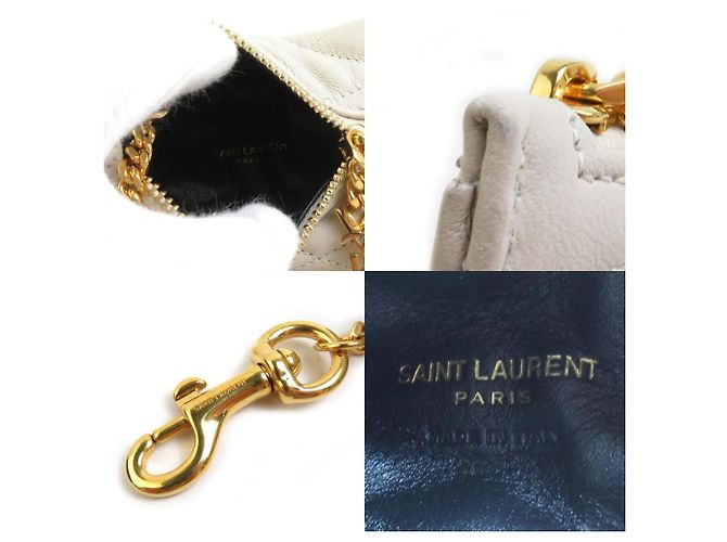 Monedero de cuero marfil Saint Laurent Crudo - vista 4