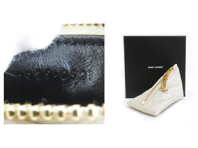 Monedero de cuero marfil Saint Laurent Crudo - vista 5