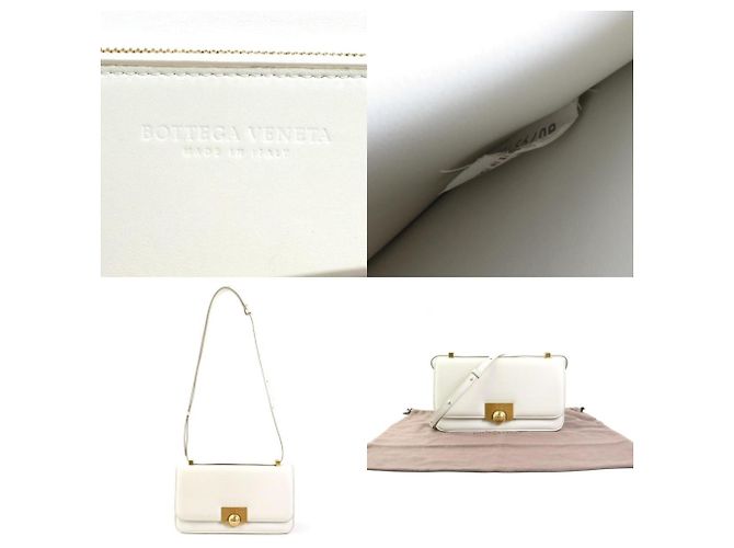 Borsa a spalla in pelle classica Bottega Veneta Bianco - vista 5