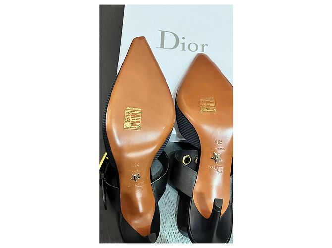 Décolleté Christian Dior in pelle nera Nero - vista 7