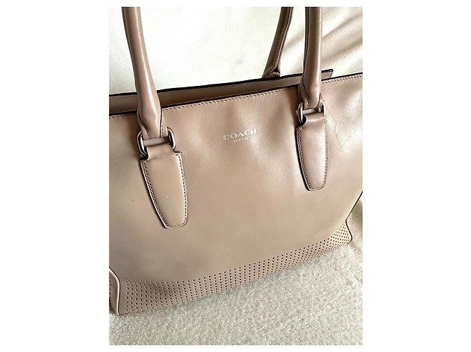 Borsa Coach in pelle beige - vista 2