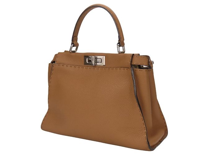 Fendi Peekaboo 8BN290 Leder Schultertasche Braun - Ansicht 2