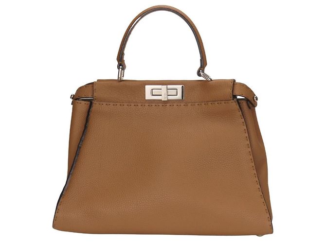 Fendi Peekaboo 8BN290 Leder Schultertasche Braun - Ansicht 3