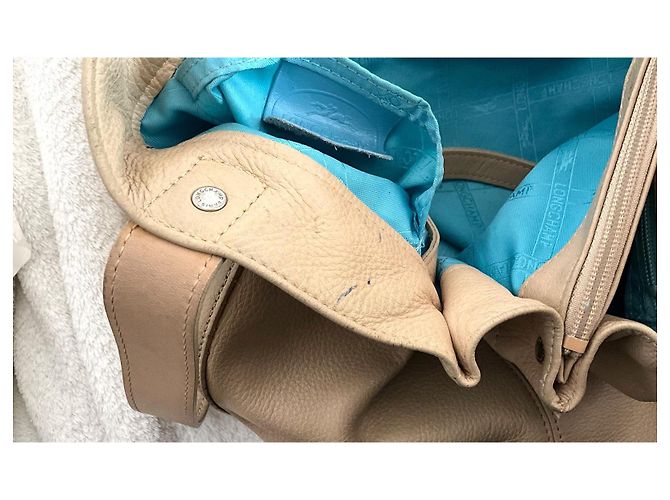 Borsa Longchamp in pelle beige Crema - vista 10