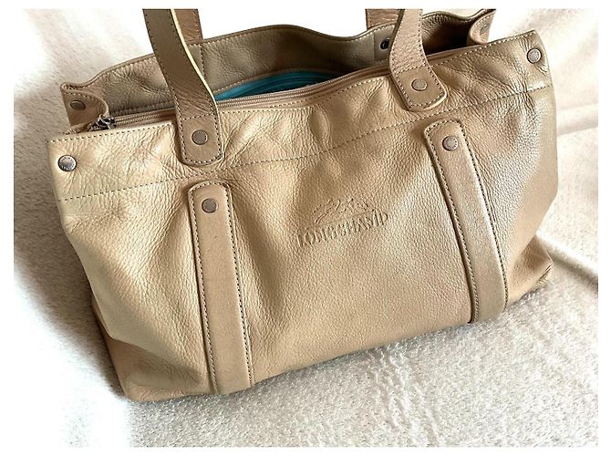 Borsa Longchamp in pelle beige Crema - vista 2