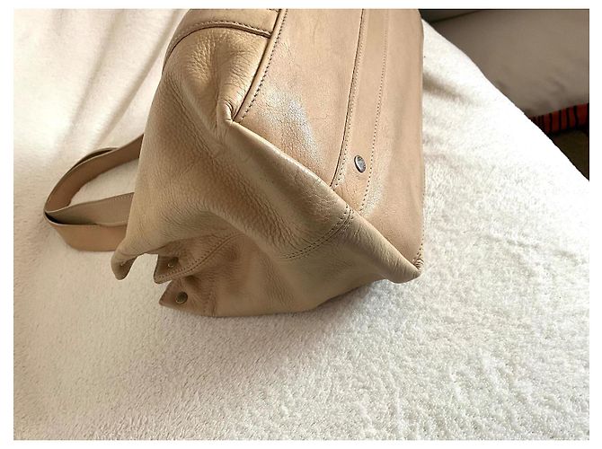Borsa Longchamp in pelle beige Crema - vista 5