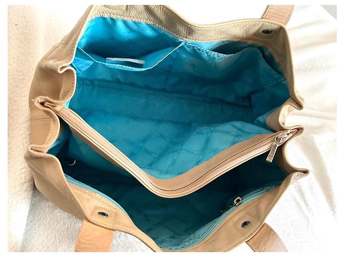 Borsa Longchamp in pelle beige Crema - vista 8