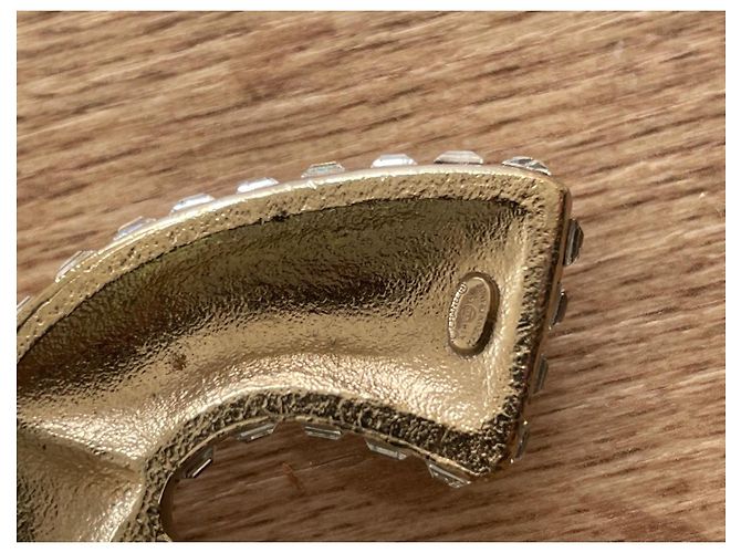 Spilla Chanel Revolver Maxi Dorata Metallo Strass Swarovski D'oro - vista 4
