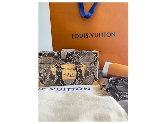 Louis Vuitton Petite Malle Python Cartera Beige Crudo Impresión de pitón Bronce - vista 2