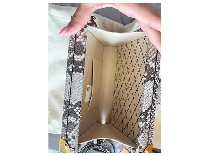 Louis Vuitton Petite Malle Python Cartera Beige Crudo Impresión de pitón Bronce - vista 5