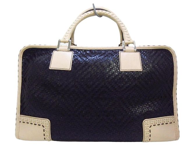 Borsa a mano Loewe Amazona 36 in pelle nera e beige Nero - vista 2