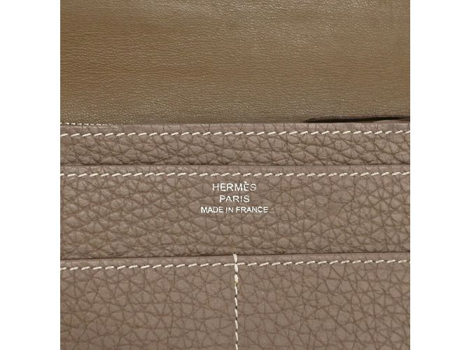 Hermès Hermes Dogon Duo GM Langbörse Grau Taupe - Ansicht 9