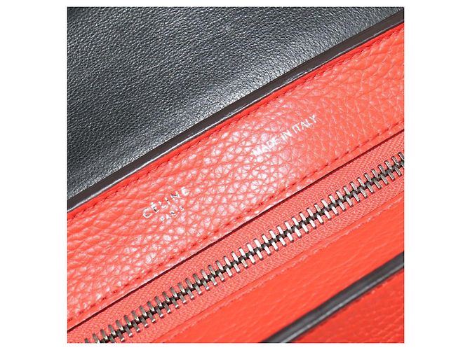 Céline CELINE Trapeze Medium Borsa a Mano Pelle Suede 2in1 Rossa Argento Auth gh084 Rosso - vista 16