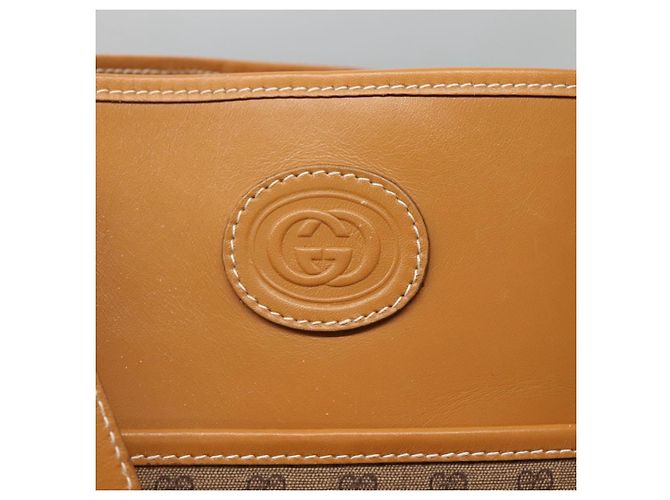 Gucci Borsa tote Micro GG Supreme in PVC beige oro 002 39 0173 Auth ki5697 D'oro - vista 14