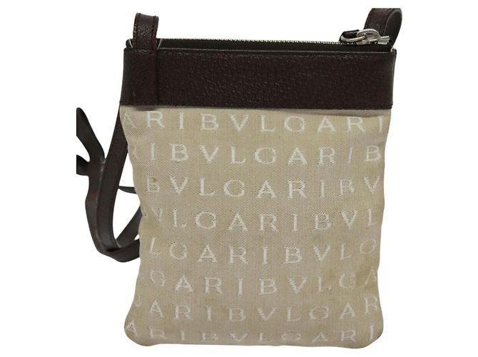 Bulgari BVLGARI Schultertasche aus Canvas Beige Silber Authentisch ar13574 - Ansicht 2