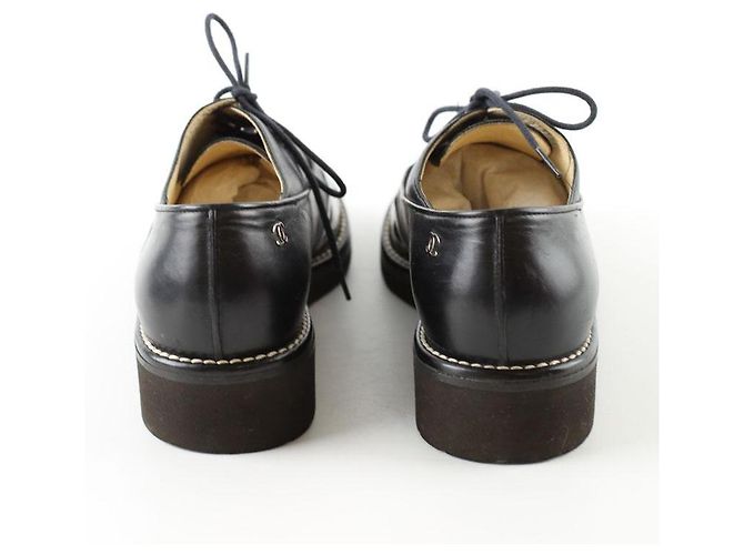 Chanel Schwarze Leder Schnürschuhe - Ansicht 2