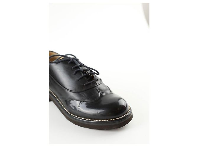 Chanel Schwarze Leder Schnürschuhe - Ansicht 4