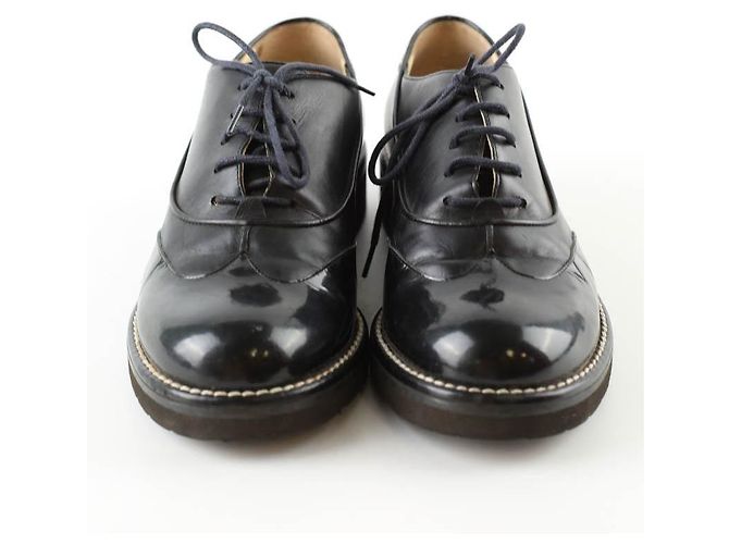 Chanel Schwarze Leder Schnürschuhe - Ansicht 5