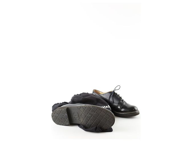 Chanel Schwarze Leder Schnürschuhe - Ansicht 6