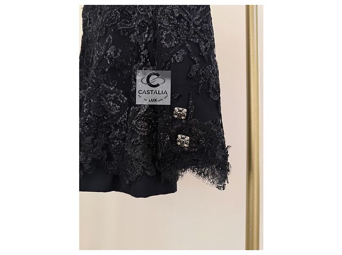 Chanel Giacca da passerella nuova in pizzo e ricamo da 11K$ Nero - vista 12