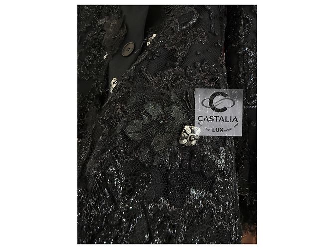 Chanel Giacca da passerella nuova in pizzo e ricamo da 11K$ Nero - vista 13