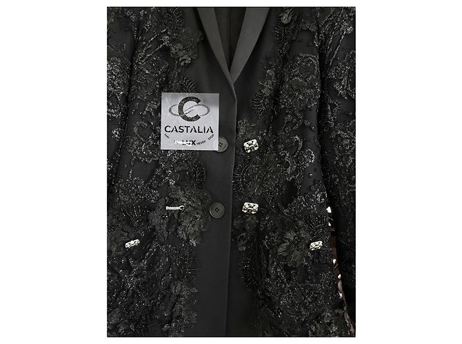 Chanel Giacca da passerella nuova in pizzo e ricamo da 11K$ Nero - vista 7