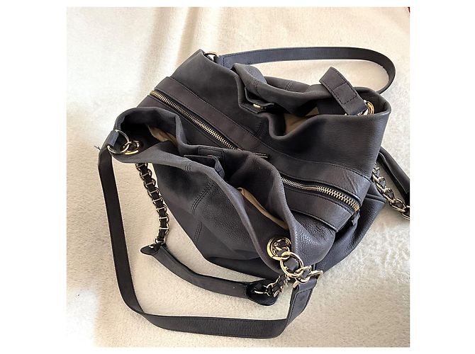 Borsa Vanessa Bruno in pelle Grigio Blu Scuro - vista 3