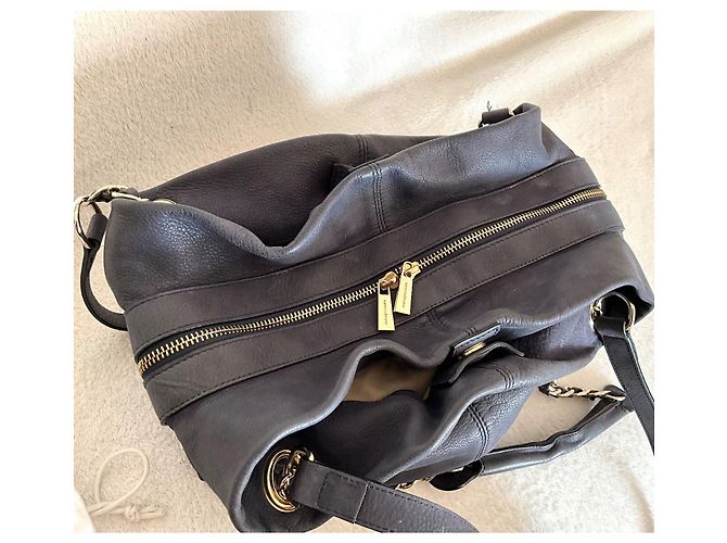 Borsa Vanessa Bruno in pelle Grigio Blu Scuro - vista 4