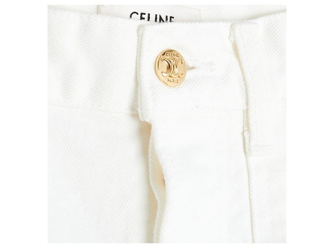 Celine Short FR38 FR40 Slimane Triomphe White Denim Shorts US28 29 Céline Bianco - vista 2
