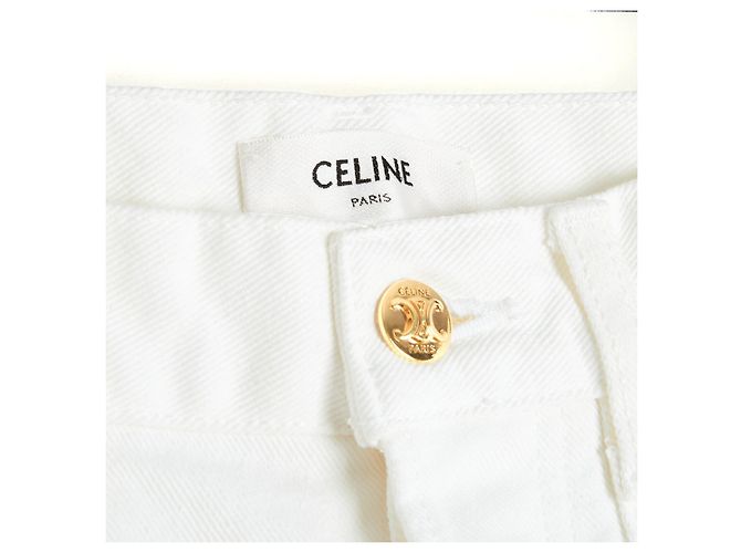 Celine Short FR38 FR40 Slimane Triomphe White Denim Shorts US28 29 Céline Bianco - vista 3