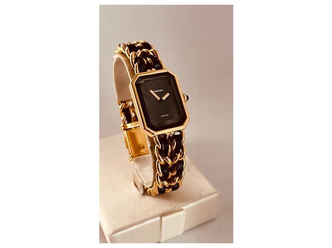 Première Chanel My First Uhr Goldplattiert Leder Schwarz - Ansicht 2